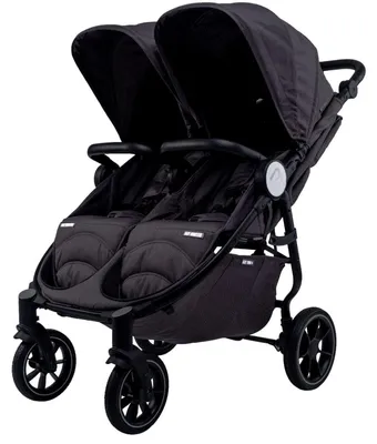 Produktbild von Baby Monsters Easy Twin 4 Zwillingswagen Schwarz, kompakt faltbar, verstellbar, mit XL-Verdeck UPF50+