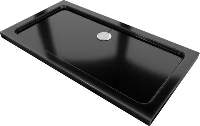 Produktbild von Mexen Flat rechteckige Duschwanne slim 140 x 70 cm, Schwarz, Siphon Chrom - 40707014