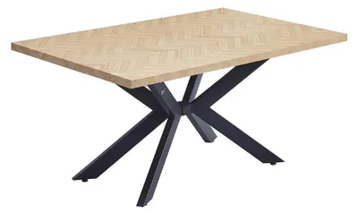 Produktbild von HOME DELUXE Esstisch Eckig AVENCIA inkl. Sternfuß - Fishbone Oak 160 x 100 cm - mit schwarzem Metallgestell | Küchentisch, Esszimmer, Esszimmertisch