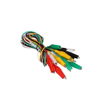 Zdjęcie produktu dla Zestaw 10 drutów - 50 cm - 5 kolorów z zaciskami krokodylkowymi - 27 mm