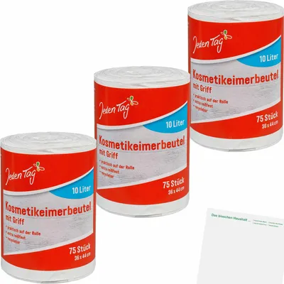 Produktbild von Jeden Tag Kosmetikeimer-Beutel 10l 3er Pack (3x75Stk) + usy Block