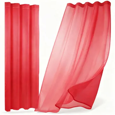Produktbild von Beautex Gardine Dolly transparent, wählbar mit Kräusel- und Ösen- Aufhängung, Größe und Farbe wählbar,140x250cm,Rot