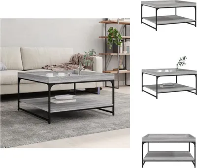 Image de vidaXL Table basse Gris Sonoma 80x80x45 cm Bois composite et fer - Tables basses