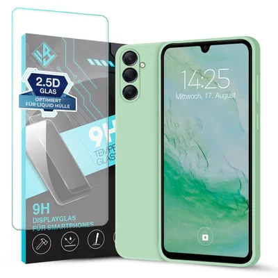 Produktbild von Hülle für Samsung Galaxy A05s mit 9H Displayglas Displayschutz Case Cover Bumper Smartphone Softgrip Schutzhülle Farbe: Türkis