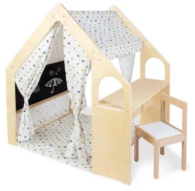 Produktbild von Spielhaus 'Thilda', inkl. Stoffdach Dessin "Kleine Flitzer", 3-tlg., KI-generiertes Bild