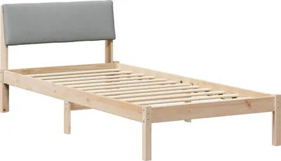 Produktbild von vidaXL Bettgestell Braun und hellgrau 90 x 190 cm Massivholz Kiefer