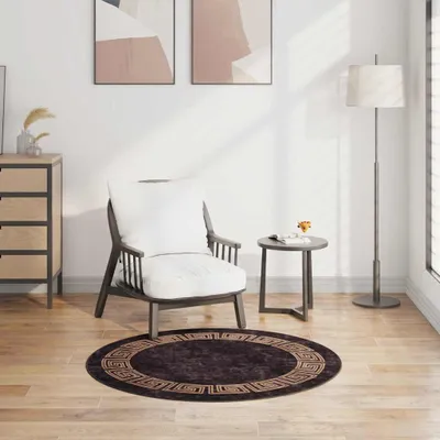 Produktbild von "2026 Promotion" Moderne Teppich Waschbar Schwarz und Golden φ120 cm Rutschfest - Designerteppiche CC19996