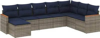Image de vidaXL Ensemble de 8 canapés de jardin avec coussins, gris, polyrattan