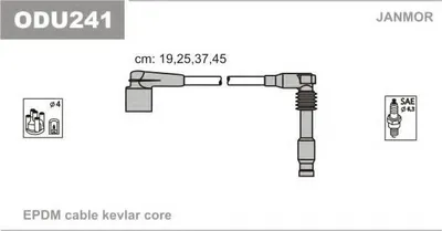 Produktbild von JANMOR ODU241 Zündkabelsatz Zündleitungssatz für OPEL Astra G CC (T98) Zafira A (T98) Astra G Caravan (T98) Astra F CC (T92) Omega B Limousine (V94)