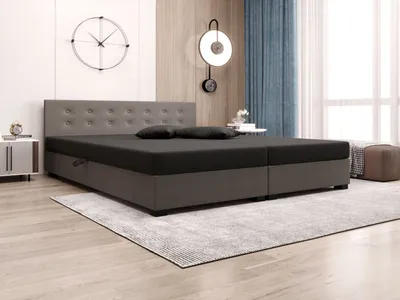 Obrázek produktu pro Manželská postel s úložným prostorem 160x200 ROSIE 12 - tmavě šedá / tmavě hnědá