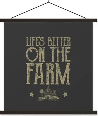 Produktbild von MuchoWow® Textilposter Vintage - Bauernhof - Tiere 120x120 cm mit schwarzem Rahmen - Aufhängungsset