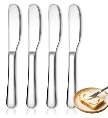 Produktbild von Edelstahl Buttermesser - 4-teiliges Set als Butterstreicher Käsemesser und Dessertmesser