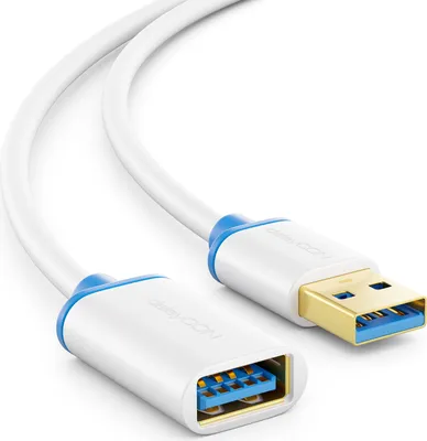 Produktbild von deleyCON 3,0m USB 3.0 Super Speed Verlängerungskabel - USB A-Stecker zu USB A-Buchse - USB 3.0 Super Speed Technologie bis zu 5 Gbit/s - Weiß/Blau