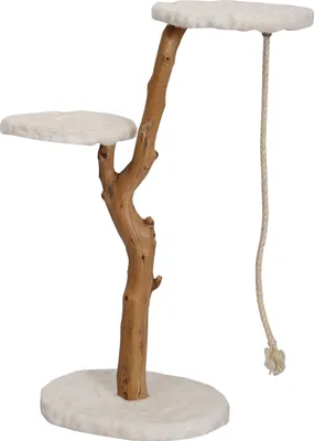 Produktbild von Dehner Premium Katzen-Kratzbaum Nero, ca. 109 x 50 x 40 cm, Holz/Plüsch, braun/weiß