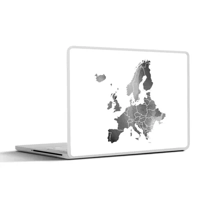 Produktbild von MuchoWow® Laptop Aufkleber Sticker Cover Europa-Karte in Aquarell - schwarz und weiß 31x22.5 cm - Laptop-Deko