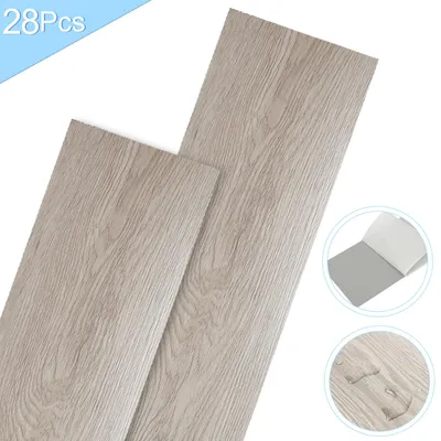 Obrázok produktu pre PVC vinylová podlahová krytina, 4 m², samolepiaca, dosky/lamely, protišmyková, vodotesná, 28 kusov, vinylové dosky s drevenou textúrou (svetlosivá)