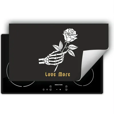 Image de DarHaus Plaque de recouvrement pour cuisinière 90x52 cm Tapis antidérapant Enroulable, gris foncé - Fleur
