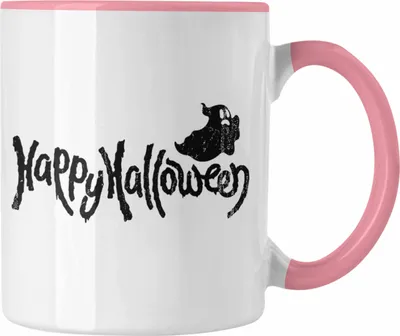 Produktbild von Trendation - Halloween Tasse Kürbis Dekoration Becher Happy Halloween Geister Grafik (Rosa)