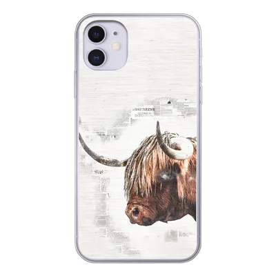 Produktbild von MuchoWow® Handyhülle Schutzhülle Hülle für iPhone 11 Scottish Highlander - Tiere - Zeitungspapier Silikon Softcase Handy Hülle - Handytasche