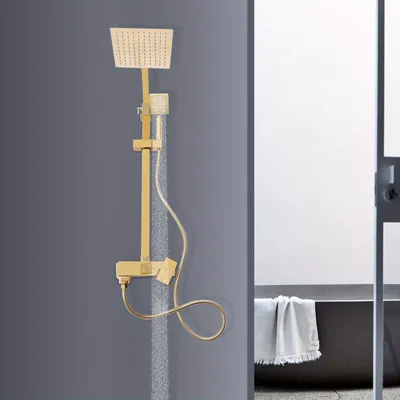 Obrázok produktu pre Regendúžová sprcha - Sprchová hlavica - Súprava sprchy - Ručná sprcha - Súprava do kúpeľne - Mosadz, zlatá farba - Priemer 20 cm