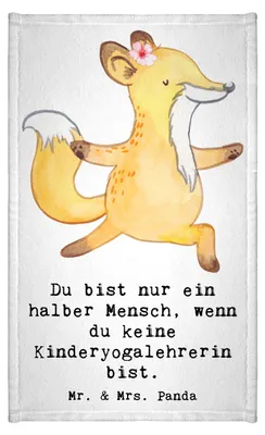 Produktbild von Mr. & Mrs. Panda Handtuch Kinderyogalehrerin Herz - Weiß - Geschenk, Mini-Handtuch, gäste wc, baumwolle, Klein, Kleines