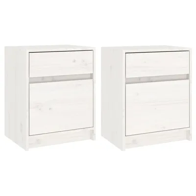 Productafbeelding van Nachtkastjes 2 st 40x31x50 cm massief grenenhout wit