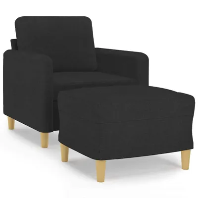 Immagine prodotto di vidaXL Poltrona con sgabello nero 60 cm in tessuto