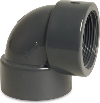 Produktbild von Mega Winkel 90° PVC-U 40 mm x 1 1/4 Zoll Klebemuffe x Innengewinde 10 bar, grau