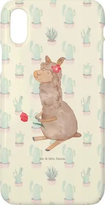 Produktbild von Mr. & Mrs. Panda Iphone 10 Handyhülle Alpaka Blume - Kaktus Grün - Geschenk, Spruch, Lama, Cover, X, Handy, Case, Lamas