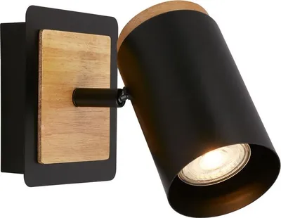 Produktbild von Wandleuchte GU10 Spotleuchte Wandleuchte Schwenkbar Flur Lampe Schwarz Holz