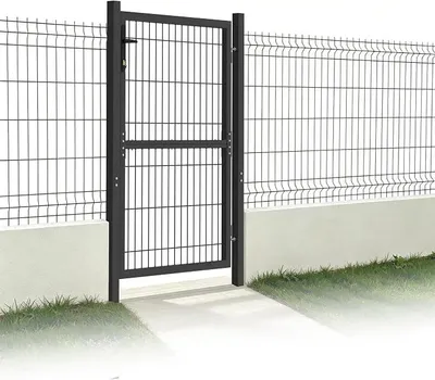 Produktbild von Gartentor Gartentür Gartentore Zauntor Anthrazit Zaun Gartenzaun Doppeltor Hoftor aus verzinktem Stahl Zauntür Hoftür inkl. Schloss Türklinke und Schlüsseln, 125 x 100 cm, Anthrazit