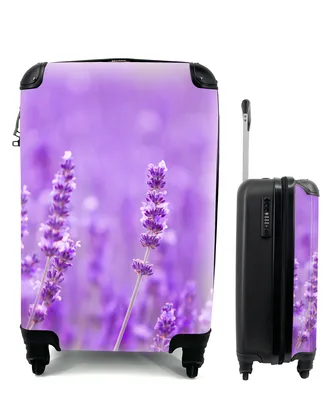 Produktbild von MuchoWow® Koffer Handgepäck Trolley Rollkoffer Kleine Reisekoffer mit 4 Rollen - Lavendel - Nahaufnahme - Blumen - Lila - Cabin Size < 55x40x23 cm & 55x40x20 cm - Fotokoffer - Kabinenkoffer - Boardgepäck - Reise-Box - Reisekoffer - Reisegepäck - Koffer mit Bild - Trolley für Kinder