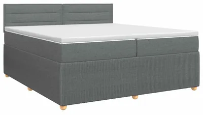 Image de vidaXL Lit boxspring avec matelas gris foncé 200 x 200 cm Tissu