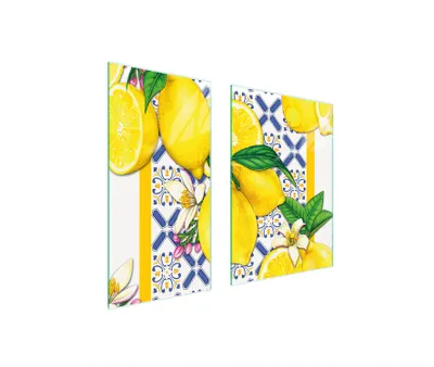 Productafbeelding van Glazen beschermplaat, 75x52 cm, met citroenmotief