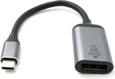 Produktbild von SYSTEM-S DisplayPort Kabel 19 cm DP Buchse zu USB 3.1 Typ C Stecker 4K Adapter in Grau