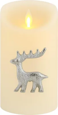 Produktbild von Marrakesch Kerzenstecker Silber 6x6cm | Candle Pins Stecker für Adventskranz, Stumpenkerzen & Kerzenhalter als Hirsch Deko Muster -C- | Weihnachtsdeko Adventsdeko Kerzenpin Pin zum Stecken