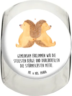 Produktbild von Mr. & Mrs. Panda Bonboniere Igel händchenhaltend XL 2000ml - Weiß - Geschenk, Verlobung, Kaffeedose, Verknallt, Ehe, Teedose, Verliebt, schraubglas, Vorratsdose Glas