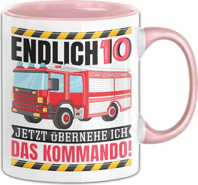 Produktbild von 10. Geburtstag Geschenk Tasse Becher Feuerwehr Fan Jungs Jetzt Übernehme Ich Das Kommando Endlich 10 (Rosa)