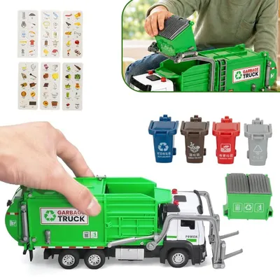 Produktbild von Müllauto Spielzeug mit Lichtern,Müllwagen Spielzeug,Müllabfuhr Auto Kinder