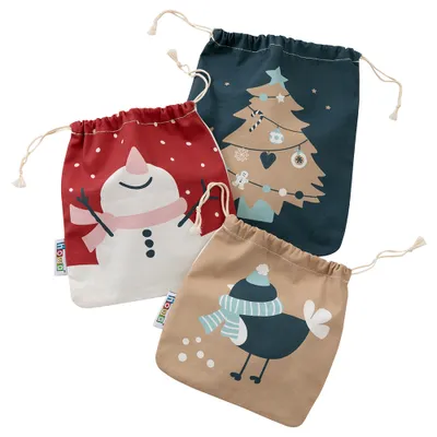 Immagine prodotto di sacchetti regalo natalizi howa 3 pezzi in cotone 8804