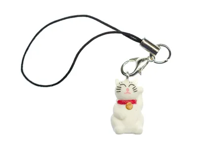 Produktbild von Glückskatze Winkekatze Handyanhänger Miniblings Maneki Neko Katze Manineko weiß