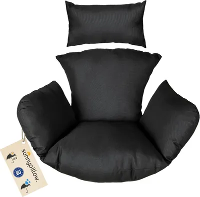 Produktbild von sunnypillow Hängesessel Kissen - Auflage für Rattan & Polyrattan Hängeschaukel - Extra Dick 15cm, UV - beständig, wasserdicht - Schwarz