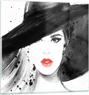 Produktbild von Bilder auf glas - Frau Gesicht Lippen - 40x40cm - Glasbilder - Wandbilder - Kunstdruck - zum Aufhängen bereit - Wanddekoration aus Glas - Glas Bilder - Wandbild auf Glas - Einteilig - GAC40x40-3916