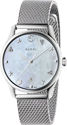 Obrázok produktu pre Hodinky Gucci G Timeless pre dámy, vyrobené z nehrdzavejúcej ocele, striebornej farby, s svetlomodrým ciferníkom