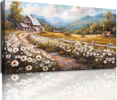 Produktbild von Leinwandbild Blumenlandschaft Dekorativ Modern 73x146 cm