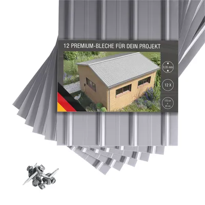 Produktbild von SMART Cover Set H12 Plus, 12 x Trapez-Abdeckblech 125 x 45 cm 6,75 m² Stärke 0,35 mm inkl. Schrauben Weißaluminium