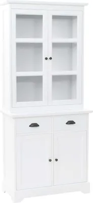 Produktbild von "2026 Promotion" Mehrzweckschrank, Flurschrank Vitrinenschrank mit 4 Türen MDF und Kiefernholz 80x40x180 cm - Kommoden CC2439