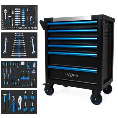 Image de Servante d’atelier avec outils - 286 pièces - Cr-V - HW-SNZK-22 - verrouillable