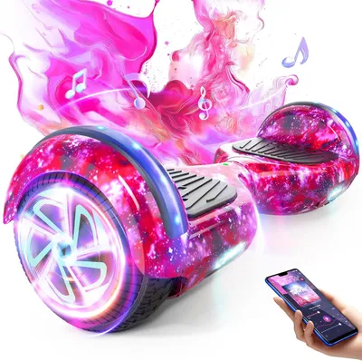 Imagen del producto de Tabla de equilibrio para niños de 6 a 12 años, con altavoz Bluetooth integrado y ruedas de 6,5 pulgadas con luces de colores, y sistema de auto-equilibrio para mayor seguridad
