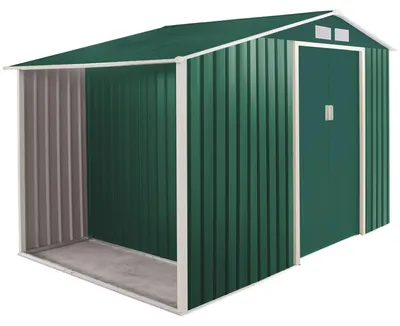Immagine prodotto di Metalgreen - casetta da giardino con legnaia in metallo zincato 278x127 cm